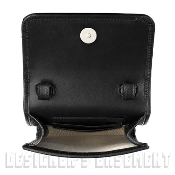 GUCCI black GG TENNIS smooth Perforated GUCCISSIMA Leather CrossBody PHONE bagπ - Picture 8 of 11